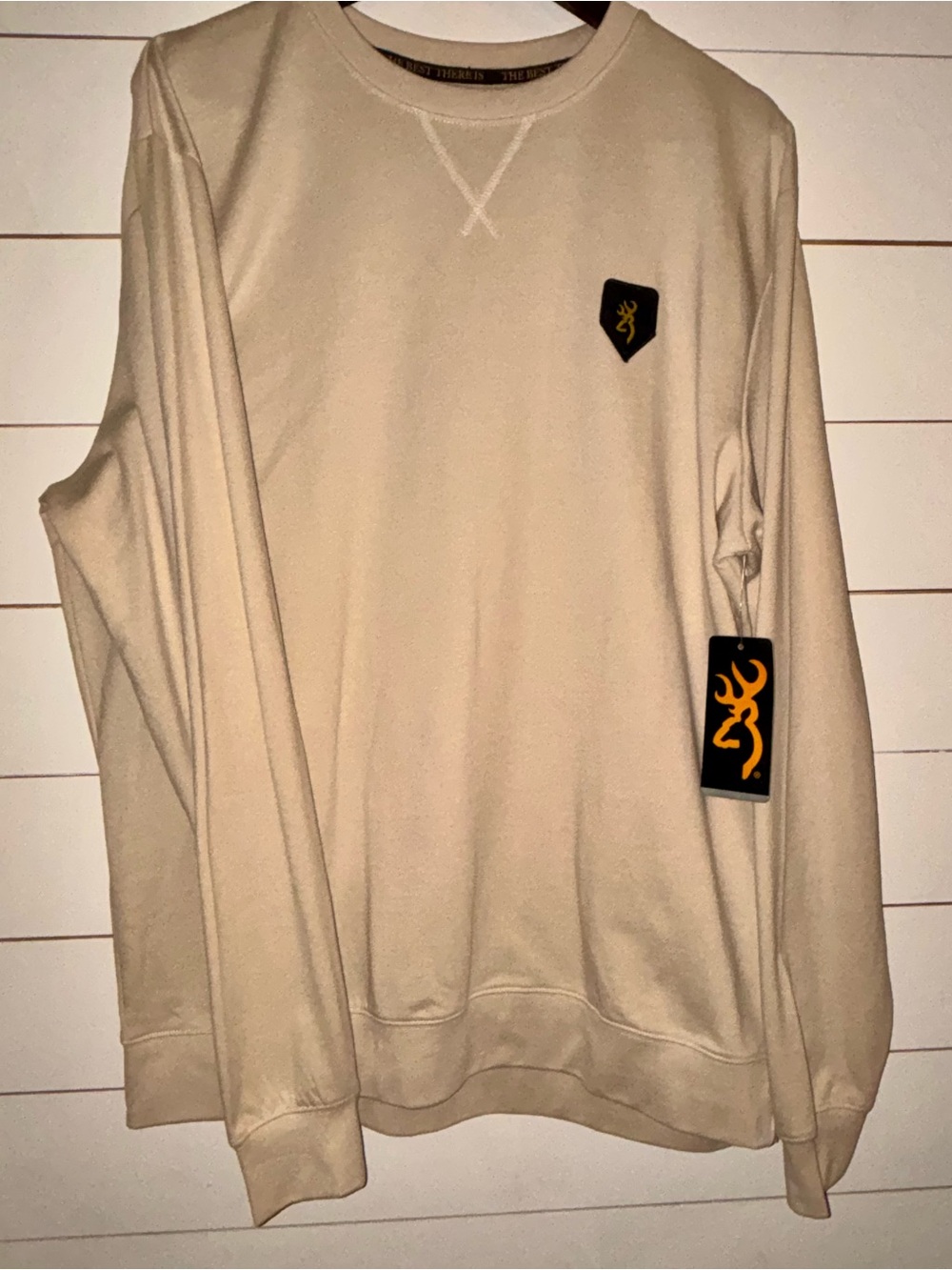 Browning Beige Crewneck Sweater with Logo Patch